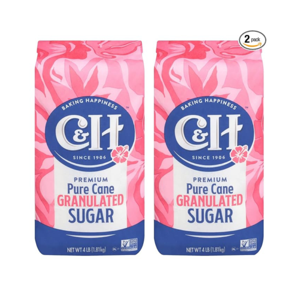 C&H® Granulated Sugar, 4 lb Bag of Premium Pure Cane C&H® Sugar (Pack of 2)