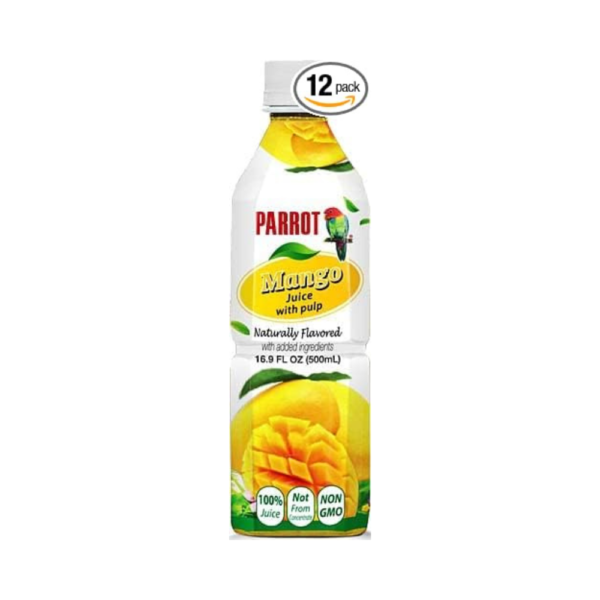 Parrot 100% Mango Juice with Pulp – Pure, Tropical Refreshment – 16.9 fl. oz. (Pack of 12)