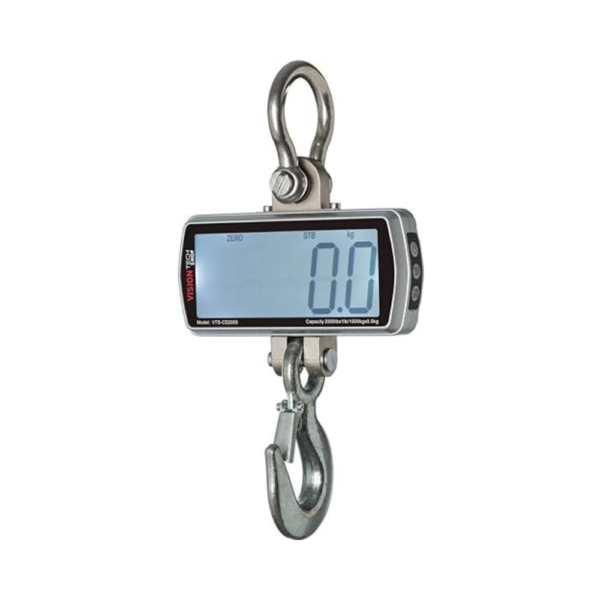 VisionTechShop Digital Crane Scale, VTS-CD – 2000 lb / 1000 kg Heavy Duty Hanging Scale – LCD Display, Remote Control, Lb/Kg Switchable – For Farm & Factory Use