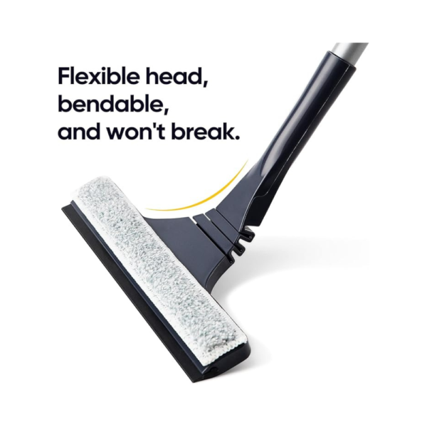 Yocada 2-in-1 Floor Squeegee & Rubber Broom – Window Squeegee for Bathroom, Kitchen, Tile, Marble, Pet Hair & Glass – Adjustable Handle Up to 52.7"