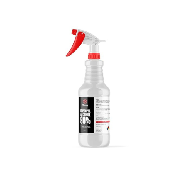 Alliance Chemical Isopropyl Alcohol 99% – 1 Quart Spray Bottle – High-Purity IPA for Technical & Industrial Cleaning – Quick-Drying & Residue-Free