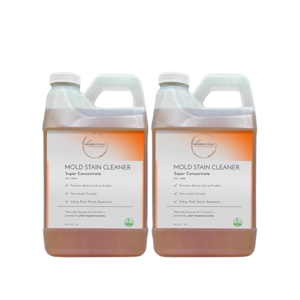 Naturally It's Clean Mold Stain Cleaner Concentrate – Plant-Based Enzyme Formula, Super Concentrated (Makes Up to 64 Gallons), 64oz Bottles, Pack of 2 – Safe for All Surfaces