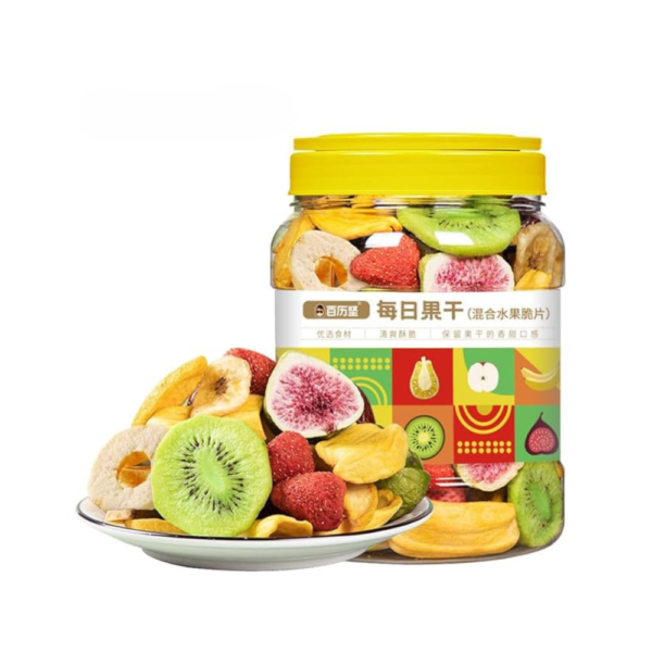 Instant Dried Vegetables and Fruits Chips – 17.6 oz per Can (3-Pack) – Crispy Mixed Fruit & Veggie Snacks with Strawberry, Banana, Apple, Fig – Vegan Chinese Snack Foods