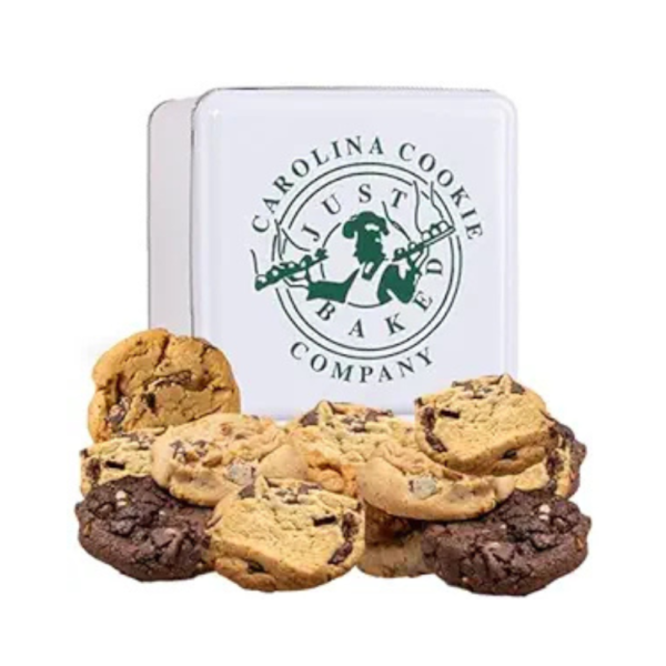 Fresh Baked Gourmet Cookie Gift Tin – Handmade to Order, No Preservatives – Carolina Cookie Company – 12 Assorted Cookies for Holidays, Birthdays & Corporate Gifts