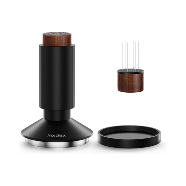 58.35mm Espresso Tamper & Magnetic WDT Tool – Spring Loaded Barista Tamper with Anodized Aluminum Handle, Stainless Steel Ripple Base & Cover – Professional Coffee Distribution Tool for Portafilter Basket