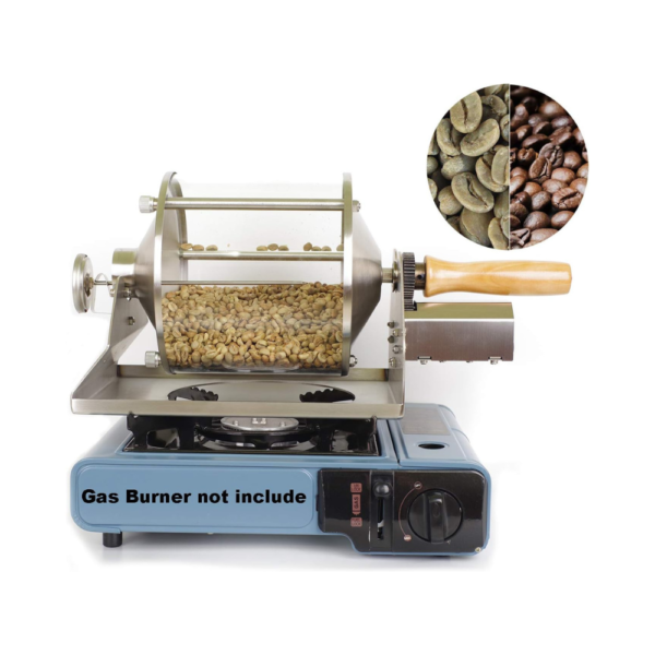 KAKA-G400 Coffee Roaster with Quartz Glass Drum – Gas Burner Coffee Roasting Machine for Home Use, 400g Capacity Coffee Bean & Peanut Roaster with 12V Motor, Stainless Steel Frame