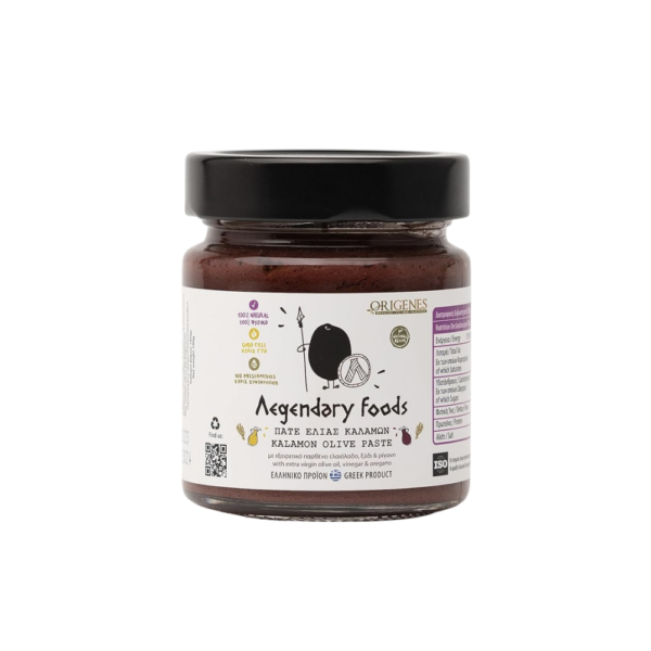 Pack of 4 Kalamon Olive Paste – Fully Ripened Olive Tapenade with Greek Oregano & Red Wine Vinegar – 4 x 180g
