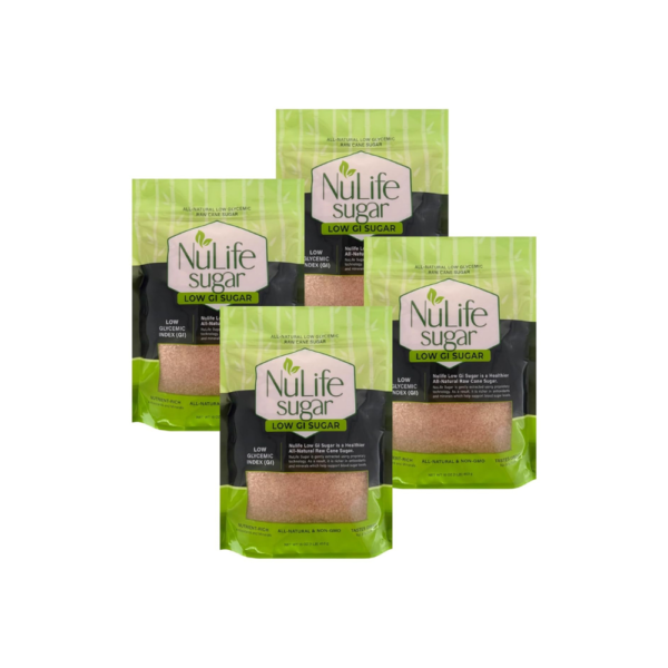 NuLife Low GI Sugar, All-Natural Low Glycemic Raw Cane Sugar, 1 lb Bag (Pack of 4 – Total 4 lbs)