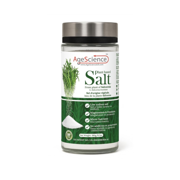 AgeScience 50% Low Sodium Salt Substitute Plant-Based Mineral Salt with Sea Bean (Salicornia) | Vegan, Natural & Pure | No Additives