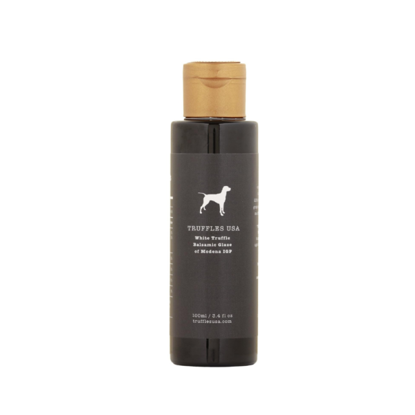TRUFFLES USA White Truffle Balsamic Glaze of Modena IGP Imported from Italy, 3.4 oz (100ml) | Specialty Italian Glaze with White Truffles | Vegetarian & Gluten Free