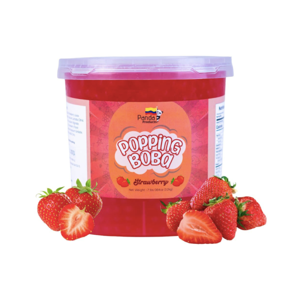 Strawberry Popping Boba | Bursting Boba Pearls for Bubble Tea, Smoothies, Desserts & More | PANDA PRODUCTS