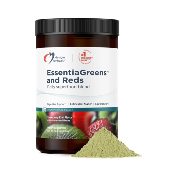 Designs for Health EssentiaGreens and Reds (Strawberry Kiwi, 30 Servings) | Vegan Superfood Powder with Spirulina, Kale, Apple & More | Daily Nutrition & Digestive Health