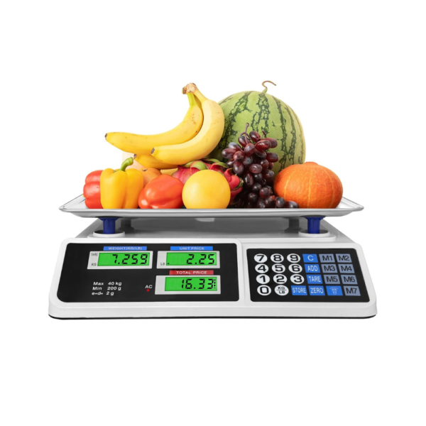 88lb/40kg Digital Price Computing Scale with Dual LCD Display, Large Stainless Steel Platform.