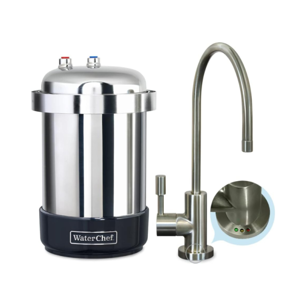 WaterChef U9000 Premium Under-Sink Water Filtration System w/Intelligent Monitor & Designer Series Faucet (Brushed Nickel), NSF/ANSI Certified for 78 Contaminants, 1,000 Gal., Stainless, Made in USA