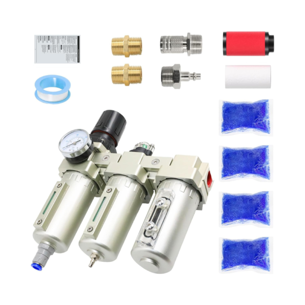 3/4" Air Dryer for Compressor, 3-Stage Air Water Separator Filter & Oil Dryer with Auto Drain for Paint Spray, Plasma Cutter, and Industrial Use