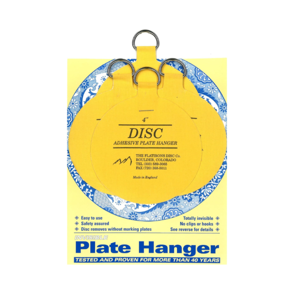 Invisible English Disc Adhesive Plate Hanger Set – 4 Pack (4-Inch Hangers) for Large Decorative Plates